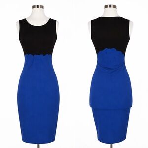 WOLFORD Regatta Blue & Black Stretch Splash Dress Sleeveless Fade Two Tone Sz XS